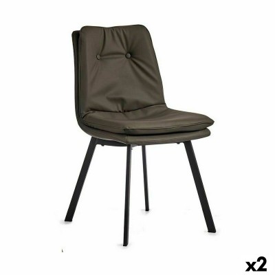 Armchair Buttons Black Grey Steel 62 x 85 x 47 cm (2 Units)