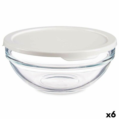 Round Lunch Box with Lid Chefs White 595 ml 14 x 6,3 x 14 cm (6 Units)