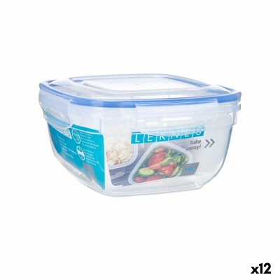 Boîte à lunch hermétique Carré Transparent polypropylène 1,5 L 17 x 10 x 17 cm (12 Unités)