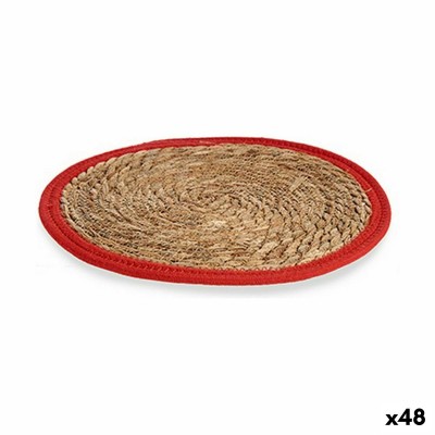 Table Mat Natural Red 35 x 1 x 35 cm (48 Units)