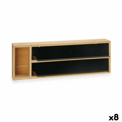 Paper dispenser Double Black Natural Bamboo Stainless steel 40 x 7 x 13 cm (8 Units)