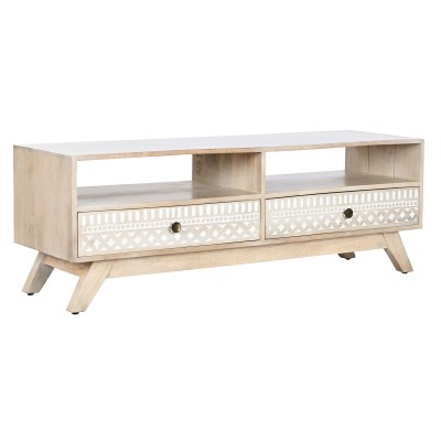 TV furniture DKD Home Decor White Natural Mango wood 130 x 40 x 45 cm