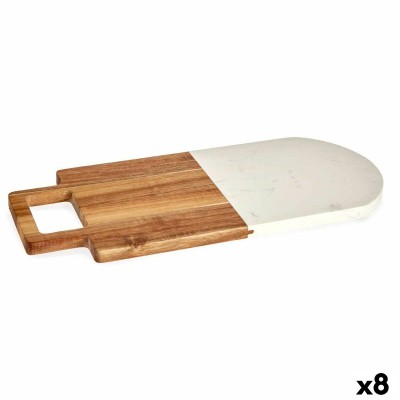 Planche à découper Blanc Marbre Bois d'acacia 18 x 1,5 x 38 cm (8 Unités)