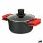 Casserole with glass lid Ø 20 cm Black Aluminium (6 Units)