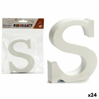 Lettre S Blanc Bois 2 x 16 x 14,5 cm (24 Unités)