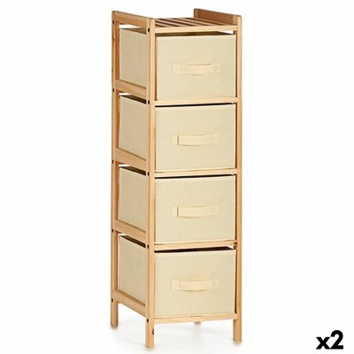 Chest of drawers Cream Wood Textile 28 x 89 x 29,5 cm (2 Units)