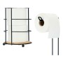 Porte-rouleaux pour Papier Toilette Noir Métal Bambou 16,5 x 63,5 x 16,5 cm (4 Unités)