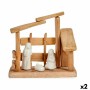 Crèche de Noël Blanc Naturel Bois Céramique 18 x 17 x 8 cm (2 Unités)