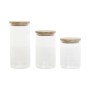 Set de 3 Boites Home ESPRIT Transparent Silicone Bambou Verre Borosilicaté 10 x 10 x 22,3 cm