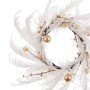 Couronne de Noël Blanc Doré Plastique 60 cm