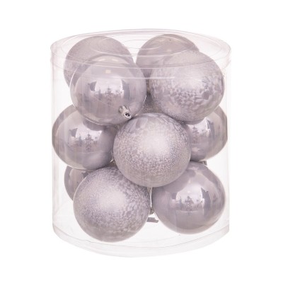 Boules de Noël Argenté Plastique 8 x 8 x 8 cm (12 Unités)