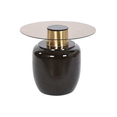 Table d'appoint DKD Home Decor Noir Doré Métal Verre 59 x 59 x 46 cm