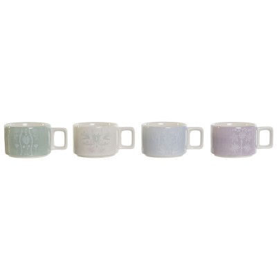 Ensemble de tasses à café DKD Home Decor Vert Bleu ciel Lila Métal Bambou Dolomite 260 ml