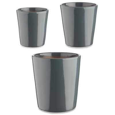 Set of pots Ø 14 cm Ø 22 cm Ø 17 cm Cónica 3 Pieces Anthracite