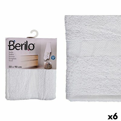 Serviette de toilette 50 x 90 cm Blanc (6 Unités)