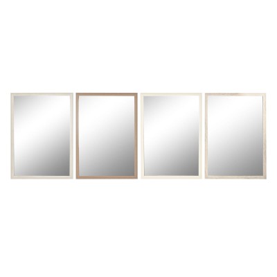 Miroir mural Home ESPRIT Blanc Marron Beige Gris Crème Verre polystyrène 66 x 2 x 92 cm (4 Unités)