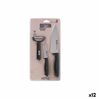 Ensemble de Cuisine Quttin Nero Noir 3 Pièces (12 Unités)