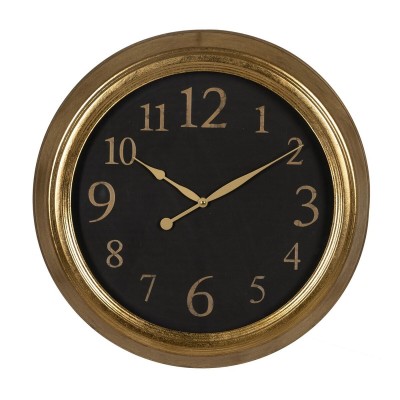 Horloge Murale Noir Doré PVC Verre Fer Bois MDF 47 x 5,5 x 47 cm