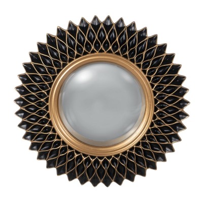 Wall mirror Black Golden Polyresin 27 x 2,3 x 27 cm