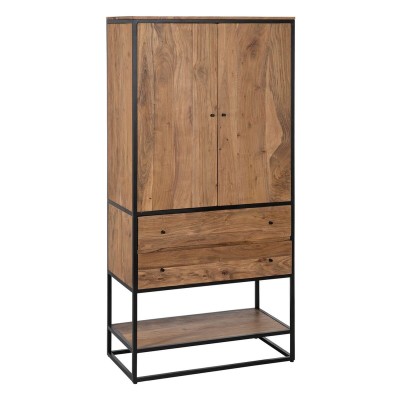 Armoire LENNOX Noir Naturel 90 x 45 x 190 cm