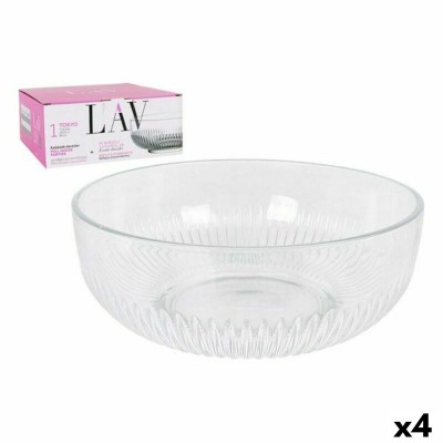 Saladier LAV CP112-1 Transparent Verre 23 x 23 x 10 cm (4 Unités) (2600 cc) (ø 23 x 9,4 cm)