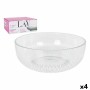 Salad Bowl LAV CP112-1 Transparent Crystal 23 x 23 x 10 cm (4 Units) (2600 cc) (ø 23 x 9,4 cm)