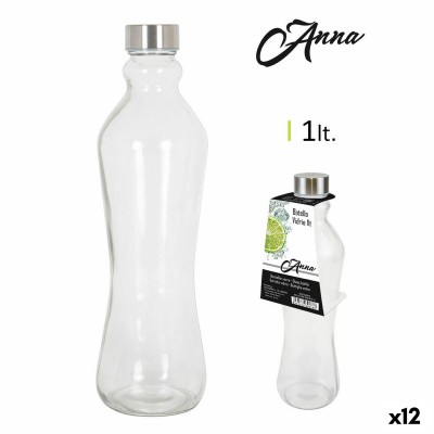 Glass Bottle Anna 1 L Metal cap Metal Glass (12 Units)