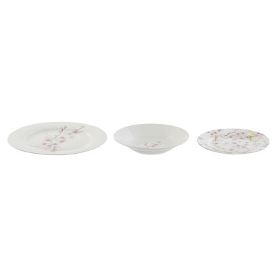 Dinnerware Set Home ESPRIT White Green Pink Porcelain 18 Pieces 27 x 27 x 2 cm