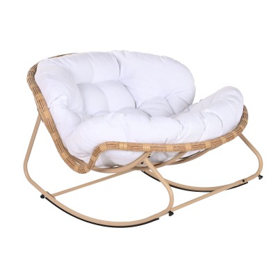 Fauteuil à Bascule Home ESPRIT Blanc Marron Acier 108 x 108 x 80 cm