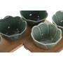 Appetizer Set Home ESPRIT Green Dark green Bamboo Porcelain Tropical 4 Pieces 32 x 10 x 7 cm (2 Units)