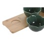 Appetizer Set Home ESPRIT Green Dark green Bamboo Porcelain Tropical 4 Pieces 32 x 10 x 7 cm (2 Units)