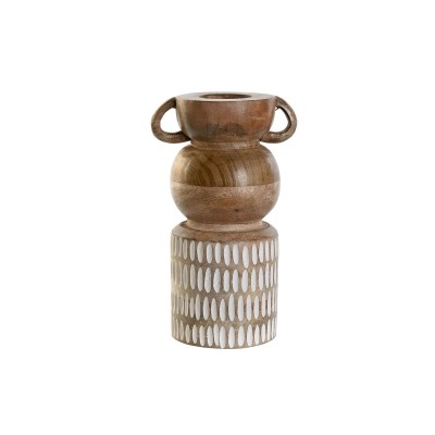 Vase Home ESPRIT Blanc Marron Bois de manguier Colonial 16 x 10 x 23 cm