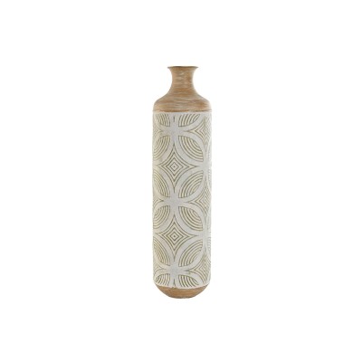 Vase Home ESPRIT Vert Beige Naturel Métal Tropical 18 x 18 x 66 cm