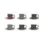 Set of 6 Cups with Plate Home ESPRIT Blue White Pink Maroon Stoneware 165 ml 14 x 14 x 2 cm