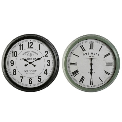 Horloge Murale Home ESPRIT Noir Vert Métal Verre 70 x 9 x 70 cm (2 Unités)