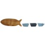 Ensemble à apértif Home ESPRIT Bleu Blue marine Porcelaine Acacia Poisson méditerranéen 28 x 9,7 x 1,3 cm 4 Pièces