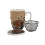 Tasse avec filtre pour infusions Home ESPRIT Bleu Beige Terre cuite Acier inoxydable Porcelaine 380 ml (2 Unités)