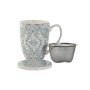 Tasse avec filtre pour infusions Home ESPRIT Bleu Beige Acier inoxydable Porcelaine 380 ml (2 Unités)