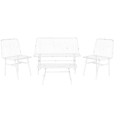 Table Set with 3 Armchairs Home ESPRIT White Metal 115 x 53 x 83 cm