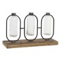 Vase DKD Home Decor Noir Naturel Métal Verre Bois de paulownia 38 x 11,5 x 23 cm (3 Pièces)