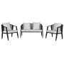 Table Set with 3 Armchairs Home ESPRIT Black Crystal Steel 123 x 66 x 72 cm