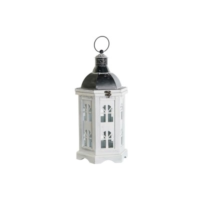 Lantern DKD Home Decor Aged finish White Dark grey Wood Crystal 19 x 17 x 39 cm