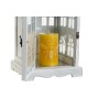 Lanterne DKD Home Decor Finition vieillie Blanc Gris Bois Verre 19 x 19 x 42 cm
