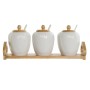 Sugar Bowl DKD Home Decor White Natural Bamboo Porcelain 31 x 9 x 7 cm 4 Pieces