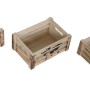 Set of decorative boxes Home ESPRIT Brown Black Paolownia wood World Map 39 x 28 x 14,5 cm (5 Pieces)