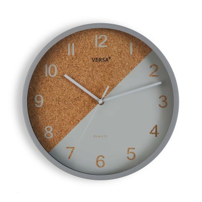 Horloge Murale Versa Cork Gris Plastique 4,5 x 30 x 30 cm