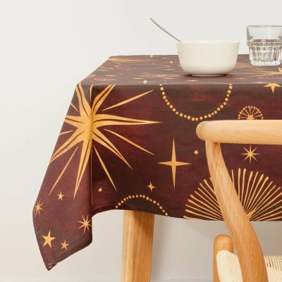 Stain-proof resined tablecloth Belum Christmas Red Golden 150 x 150 cm