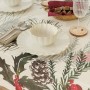 Nappe enduite antitache Belum Christmas Flowers Blanc Marron Rouge Vert 150 x 150 cm