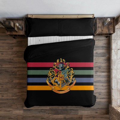 Housse de Couette Harry Potter Hogwarts Noir Multicouleur 175 Fils 140 x 200 cm Lit 1 persone