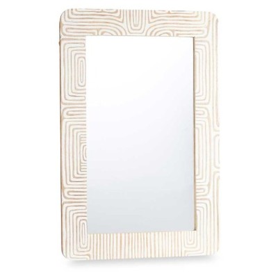 Miroir mural Blanc Marron Bois de manguier Courbe 90 x 60 x 2 cm